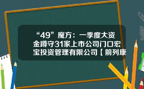 “49”魔方：一季度大资金蹲守31家上市公司门口宏宝投资管理有限公司【前列康】