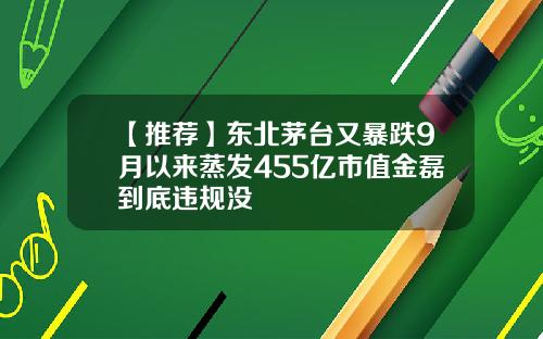 【推荐】东北茅台又暴跌9月以来蒸发455亿市值金磊到底违规没