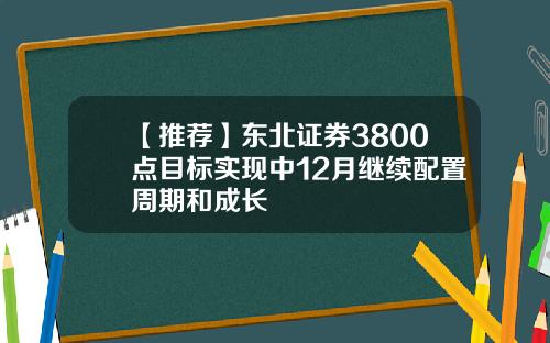 【推荐】东北证券3800点目标实现中12月继续配置周期和成长