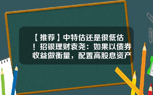 【推荐】中特估还是很低估！招银理财袁尧：如果以债券收益做衡量，配置高股息资产的回报会远远超过……-基金理财故事