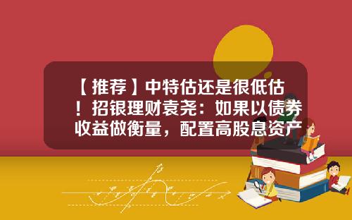 【推荐】中特估还是很低估！招银理财袁尧：如果以债券收益做衡量，配置高股息资产的回报会远远超过……-美元债基金