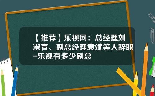 【推荐】乐视网：总经理刘淑青、副总经理袁斌等人辞职-乐视有多少副总