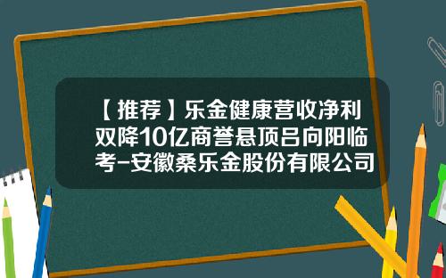 【推荐】乐金健康营收净利双降10亿商誉悬顶吕向阳临考-安徽桑乐金股份有限公司招聘