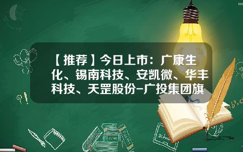 【推荐】今日上市：广康生化、锡南科技、安凯微、华丰科技、天罡股份-广投集团旗下有些什么上市公司