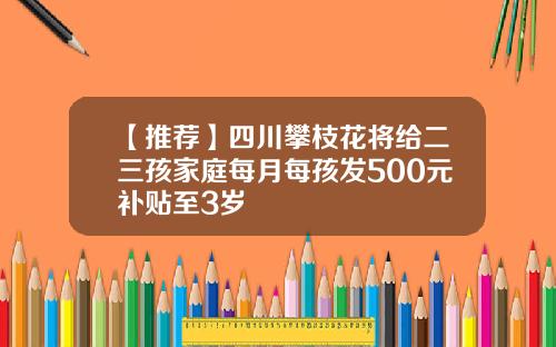 【推荐】四川攀枝花将给二三孩家庭每月每孩发500元补贴至3岁