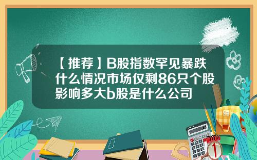 【推荐】B股指数罕见暴跌什么情况市场仅剩86只个股影响多大b股是什么公司