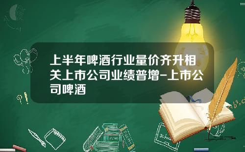 上半年啤酒行业量价齐升相关上市公司业绩普增-上市公司啤酒