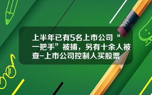 上半年已有5名上市公司“一把手”被捕，另有十余人被查-上市公司控制人买股票