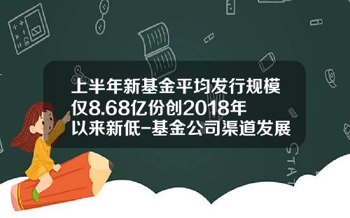 上半年新基金平均发行规模仅8.68亿份创2018年以来新低-基金公司渠道发展部
