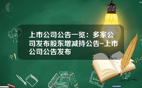 上市公司公告一览：多家公司发布股东增减持公告-上市公司公告发布