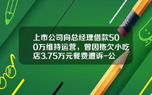 上市公司向总经理借款500万维持运营，曾因拖欠小吃店3.75万元餐费遭诉-公司控制权诉讼