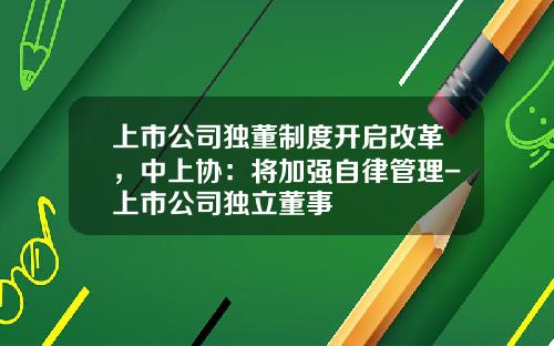 上市公司独董制度开启改革，中上协：将加强自律管理-上市公司独立董事