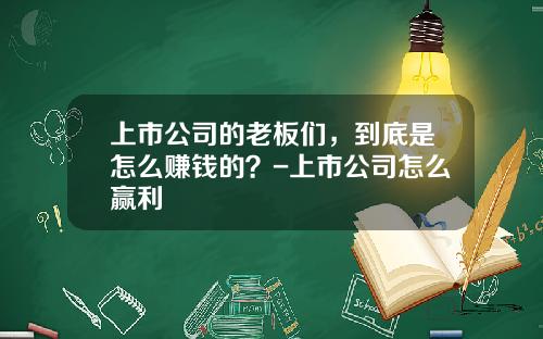 上市公司的老板们，到底是怎么赚钱的？-上市公司怎么赢利
