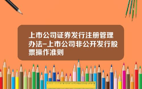 上市公司证券发行注册管理办法-上市公司非公开发行股票操作准则