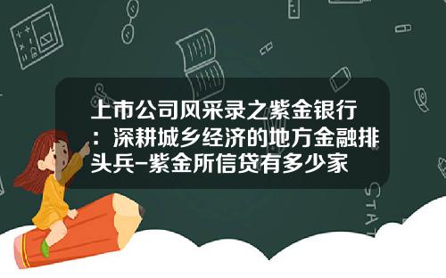 上市公司风采录之紫金银行：深耕城乡经济的地方金融排头兵-紫金所信贷有多少家