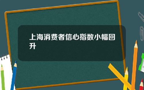 上海消费者信心指数小幅回升