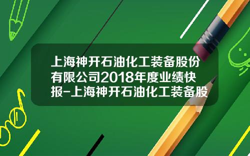 上海神开石油化工装备股份有限公司2018年度业绩快报-上海神开石油化工装备股份有限公司官网