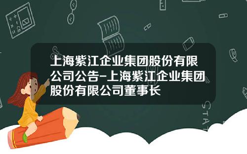 上海紫江企业集团股份有限公司公告-上海紫江企业集团股份有限公司董事长