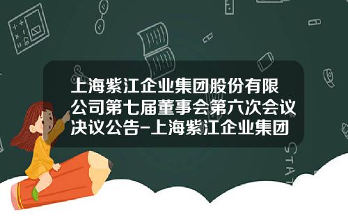 上海紫江企业集团股份有限公司第七届董事会第六次会议决议公告-上海紫江企业集团股份有限公司董事长