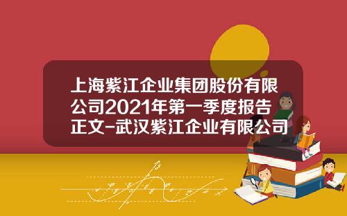 上海紫江企业集团股份有限公司2021年第一季度报告正文-武汉紫江企业有限公司