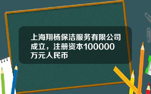 上海翔杨保洁服务有限公司成立，注册资本100000万元人民币