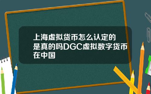 上海虚拟货币怎么认定的 是真的吗DGC虚拟数字货币在中国