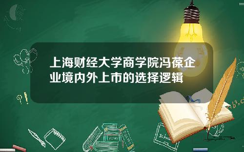 上海财经大学商学院冯葆企业境内外上市的选择逻辑