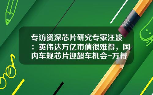 专访资深芯片研究专家汪波：英伟达万亿市值很难得，国内车规芯片迎超车机会-万得资讯股票专家【新闻】.