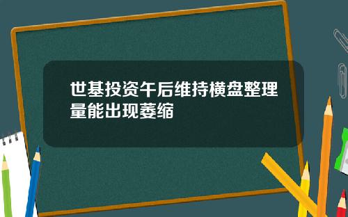 世基投资午后维持横盘整理量能出现萎缩