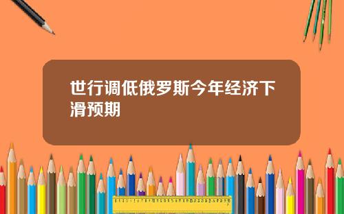 世行调低俄罗斯今年经济下滑预期