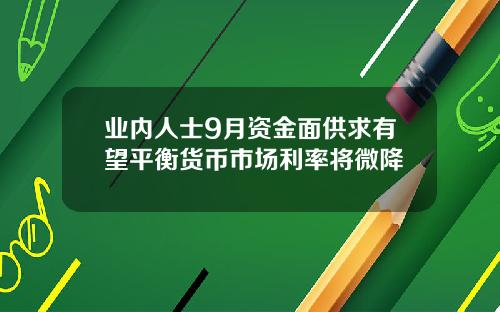 业内人士9月资金面供求有望平衡货币市场利率将微降