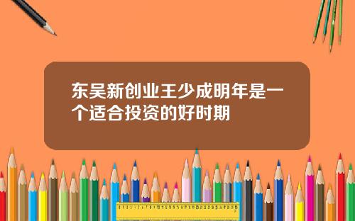 东吴新创业王少成明年是一个适合投资的好时期
