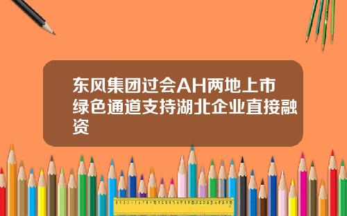 东风集团过会AH两地上市绿色通道支持湖北企业直接融资