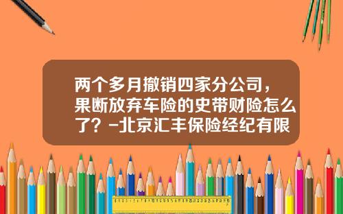 两个多月撤销四家分公司，果断放弃车险的史带财险怎么了？-北京汇丰保险经纪有限公司【新闻】.