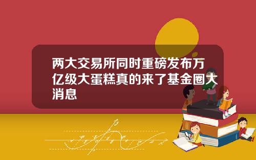两大交易所同时重磅发布万亿级大蛋糕真的来了基金圈大消息