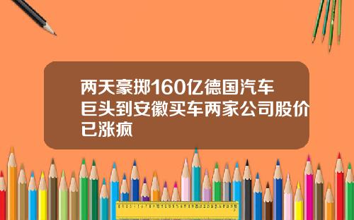 两天豪掷160亿德国汽车巨头到安徽买车两家公司股价已涨疯