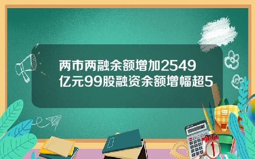 两市两融余额增加2549亿元99股融资余额增幅超5