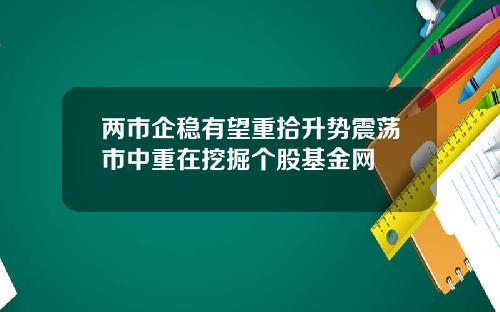 两市企稳有望重拾升势震荡市中重在挖掘个股基金网