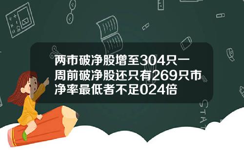两市破净股增至304只一周前破净股还只有269只市净率最低者不足024倍
