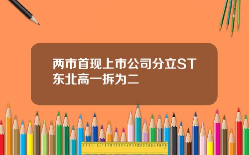 两市首现上市公司分立ST东北高一拆为二