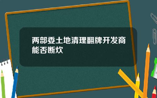 两部委土地清理翻牌开发商能否断炊