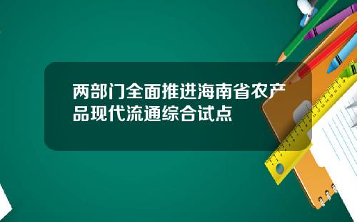 两部门全面推进海南省农产品现代流通综合试点