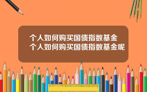 个人如何购买国债指数基金个人如何购买国债指数基金呢
