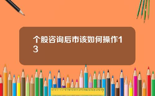 个股咨询后市该如何操作13
