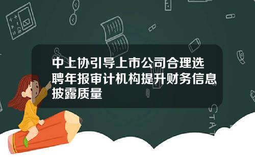 中上协引导上市公司合理选聘年报审计机构提升财务信息披露质量