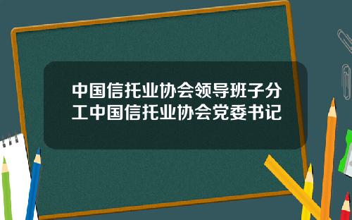 中国信托业协会领导班子分工中国信托业协会党委书记