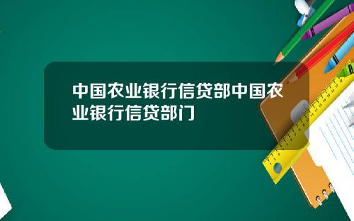 中国农业银行信贷部中国农业银行信贷部门