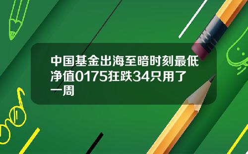 中国基金出海至暗时刻最低净值0175狂跌34只用了一周