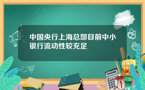 中国央行上海总部目前中小银行流动性较充足