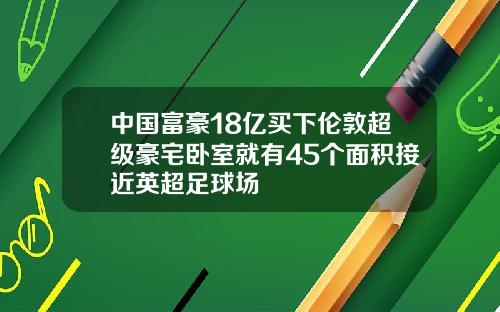 中国富豪18亿买下伦敦超级豪宅卧室就有45个面积接近英超足球场